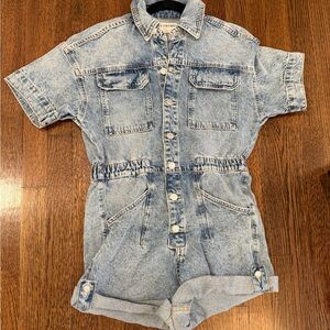 Free People Demim Short Sleeve Romper